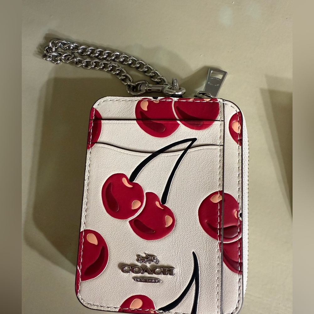 Coach cherry card case wristlet